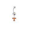 Tennessee Volunteers Silver Auora Borealis Swarovski Belly Button Navel Ring - Customize Gem Colors