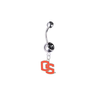 Oregon State Beavers Style 2 Silver Black Swarovski Belly Button Navel Ring - Customize Gem Colors