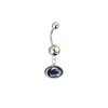 Penn State Nittany Lions Silver Auora Borealis Swarovski Belly Button Navel Ring - Customize Gem Colors