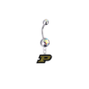 Purdue Boilermakers Silver Auora Borealis Swarovski Belly Button Navel Ring - Customize Gem Colors