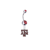 Texas A&M Aggies Silver Red Swarovski Belly Button Navel Ring - Customize Gem Colors