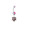 Texas A&M Aggies Silver Pink Swarovski Belly Button Navel Ring - Customize Gem Colors
