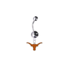 Texas Longhorns Silver Black Swarovski Belly Button Navel Ring - Customize Gem Colors