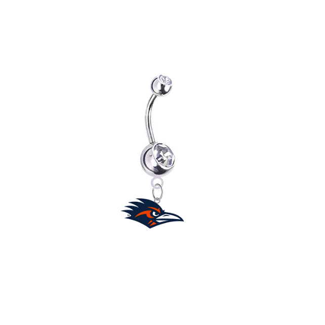 Texas San Antonio Roadrunners Silver Clear Swarovski Belly Button Navel Ring - Customize Gem Colors