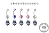 UConn Huskies Silver Swarovski Belly Button Navel Ring - Customize Gem Colors