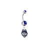 UConn Huskies Silver Blue Swarovski Belly Button Navel Ring - Customize Gem Colors