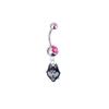 UConn Huskies Silver Pink Swarovski Belly Button Navel Ring - Customize Gem Colors