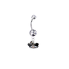UNLV Runnin Rebels Silver Clear Swarovski Belly Button Navel Ring - Customize Gem Colors
