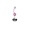 UNLV Runnin Rebels Silver Pink Swarovski Belly Button Navel Ring - Customize Gem Colors