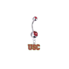 USC Trojans Silver Red Swarovski Belly Button Navel Ring - Customize Gem Colors