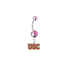 USC Trojans Silver Pink Swarovski Belly Button Navel Ring - Customize Gem Colors