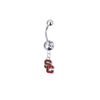 USC Trojans Style 2 Silver Clear Swarovski Belly Button Navel Ring - Customize Gem Colors