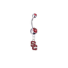 USC Trojans Style 2 Silver Red Swarovski Belly Button Navel Ring - Customize Gem Colors