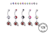 Utah Utes Silver Swarovski Belly Button Navel Ring - Customize Gem Colors