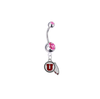 Utah Utes Silver Pink Swarovski Belly Button Navel Ring - Customize Gem Colors