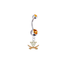 Virginia Cavaliers Silver Orange Swarovski Belly Button Navel Ring - Customize Gem Colors