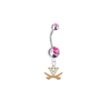 Virginia Cavaliers Silver Pink Swarovski Belly Button Navel Ring - Customize Gem Colors