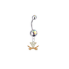 Virginia Cavaliers Silver Auroa Borealis Swarovski Belly Button Navel Ring - Customize Gem Colors