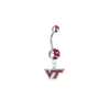 Virginia Tech Hokies Silver Red Swarovski Belly Button Navel Ring - Customize Gem Colors