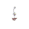Virginia Tech Hokies Silver Auora Borealis Swarovski Belly Button Navel Ring - Customize Gem Colors
