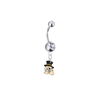 Wake Forest Demon Deacons Silver Clear Swarovski Belly Button Navel Ring - Customize Gem Colors