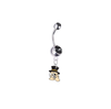 Wake Forest Demon Deacons Silver Black Swarovski Belly Button Navel Ring - Customize Gem Colors