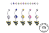 West Virginia Mountaineers Silver Swarovski Belly Button Navel Ring - Customize Gem Colors