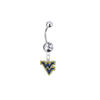 West Virginia Mountaineers Silver Clear Swarovski Belly Button Navel Ring - Customize Gem Colors