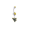 West Virginia Mountaineers Silver Gold Swarovski Belly Button Navel Ring - Customize Gem Colors