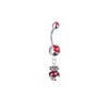Wisconsin Badgers Mascot Silver Red Swarovski Belly Button Navel Ring - Customize Gem Colors