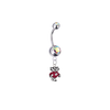 Wisconsin Badgers Mascot Silver Auora Borealis Swarovski Belly Button Navel Ring - Customize Gem Colors