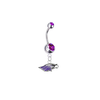 Wisconsin Whitewater Warhawks Silver Purple Swarovski Belly Button Navel Ring - Customize Gem Colors