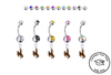 Wyoming Cowboys Silver Swarovski Belly Button Navel Ring - Customize Gem Colors
