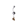 Wyoming Cowboys Silver Black Swarovski Belly Button Navel Ring - Customize Gem Colors