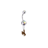 Wyoming Cowboys Silver Auora Borealis Swarovski Belly Button Navel Ring - Customize Gem Colors
