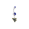 West Virginia Mountaineers Silver Blue Swarovski Belly Button Navel Ring - Customize Gem Colors
