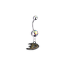 Anaheim Ducks Silver Auora Borealis Swarovski Belly Button Navel Ring - Customize Gem Colors
