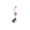 Arizona Coyotes Silver Pink Swarovski Belly Button Navel Ring - Customize Gem Colors