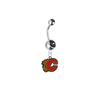 Calgary Flames Silver Black Swarovski Belly Button Navel Ring - Customize Gem Colors