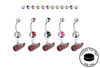 Detroit Red Wings Silver Swarovski Belly Button Navel Ring - Customize Gem Colors