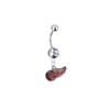 Detroit Red Wings Silver Clear Swarovski Belly Button Navel Ring - Customize Gem Colors