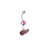 Detroit Red Wings Silver Pink Swarovski Belly Button Navel Ring - Customize Gem Colors