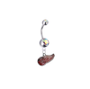 Detroit Red Wings Silver Auora Borealis Swarovski Belly Button Navel Ring - Customize Gem Colors
