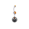 Edmonton Oilers Silver Orange Swarovski Belly Button Navel Ring - Customize Gem Colors