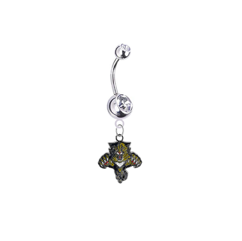 Florida Panthers Silver Clear Swarovski Belly Button Navel Ring - Customize Gem Colors