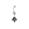 Florida Panthers Silver Auora Borealis Swarovski Belly Button Navel Ring - Customize Gem Colors