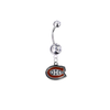 Montreal Canadiens Silver Clear Swarovski Belly Button Navel Ring - Customize Gem Colors