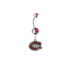 Montreal Canadiens Silver Red Swarovski Belly Button Navel Ring - Customize Gem Colors