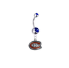 Montreal Canadiens Silver Blue Swarovski Belly Button Navel Ring - Customize Gem Colors
