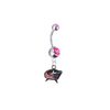 Columbus Blue Jackets Silver Pink Swarovski Belly Button Navel Ring - Customize Gem Colors